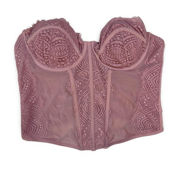 Tops - Pink Lace Strapless Corset Top